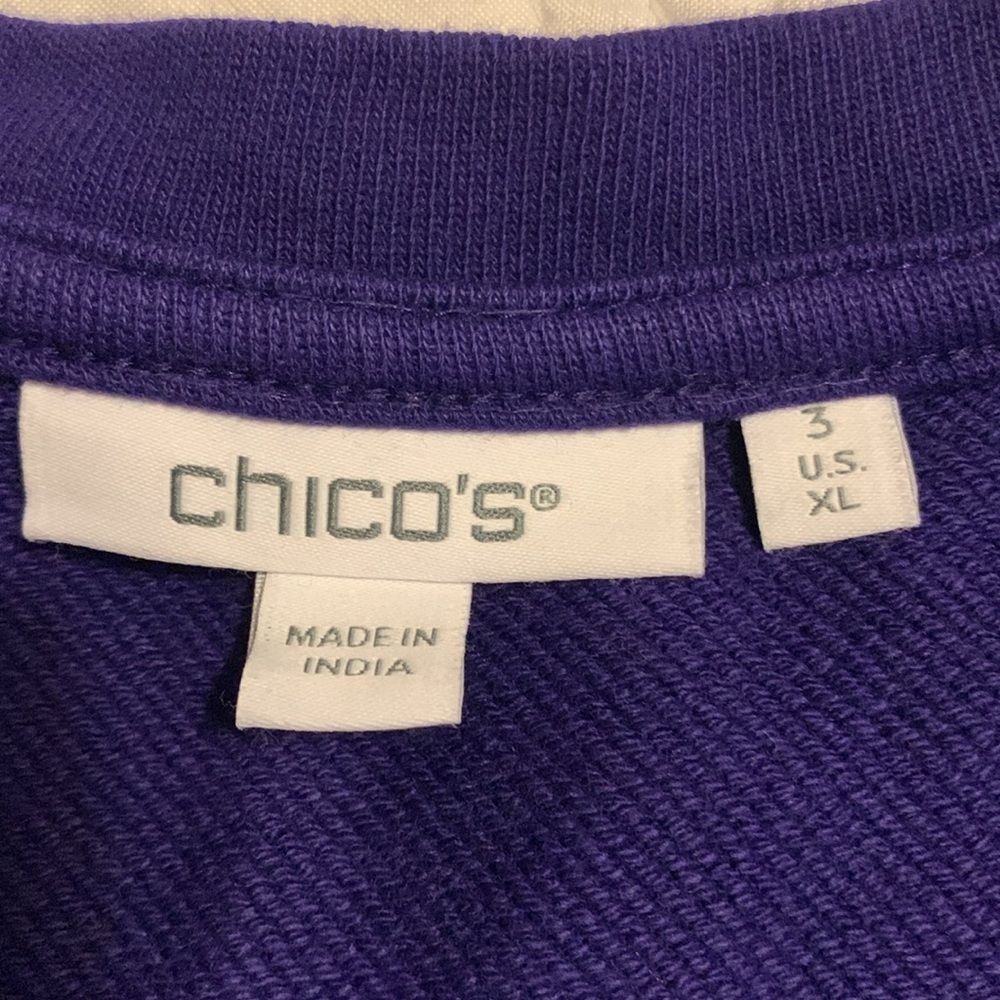 Chico’s Women’s Zenergy Lace Trim Long Sleeve Sweatshirt Blue Size XL - Picture 8 of 11